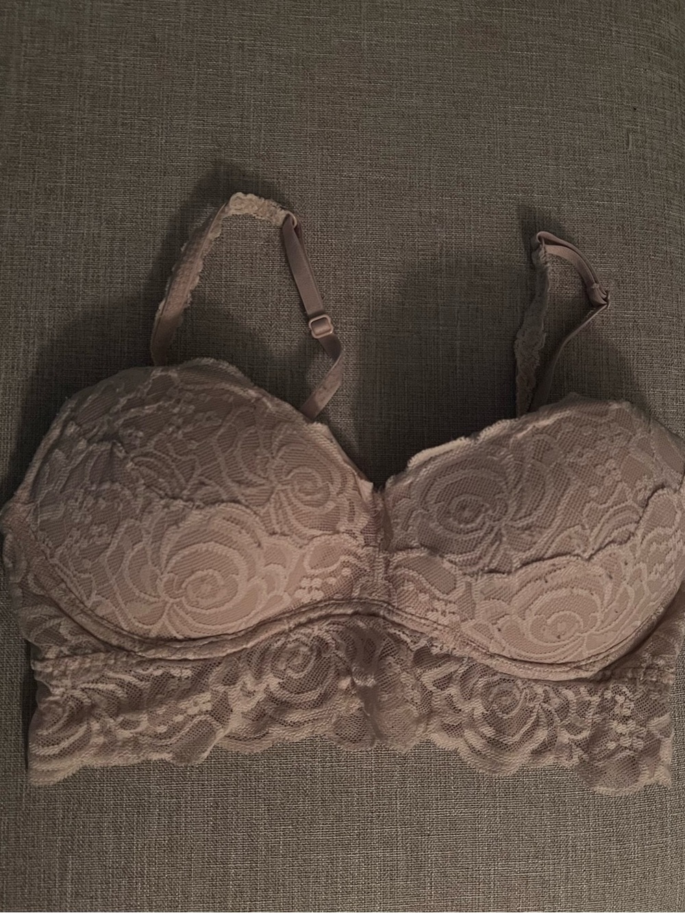PINK Victoria's Secret Lace Bralette Bra - Sz Small Beige